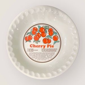 Vintage NWT Cherry Pie Recipie Sunnycraft Sunstone Collection 11" Pie Plate
